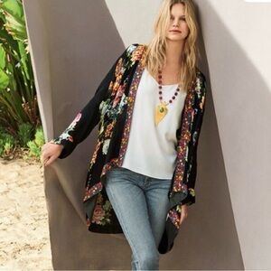 Johnny Was Gorgeous Black Floral Kimono